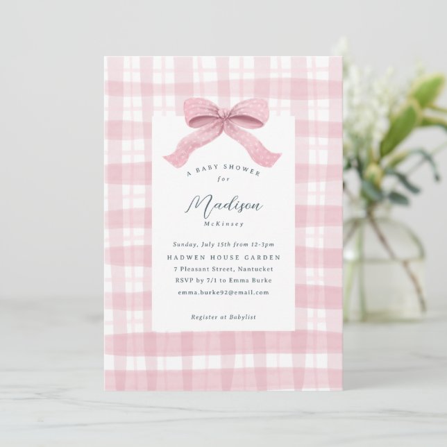 Invitación Darling Paid and Bow Baby Shower (Anverso de pie)