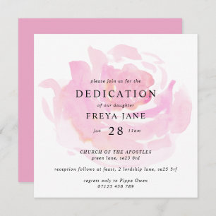 Invitación Darling Rosa Baby Dedication Square