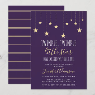Invitación Darple Purple Twinkle Little Star Baby Shower