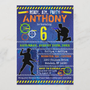 Invitación Dart Blaster Wars Fiestas Boys Cumpleaños