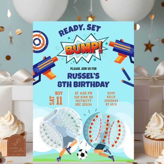 Invitación Dart Gun and Bubble Soccer Birthday (Subido por el creador)