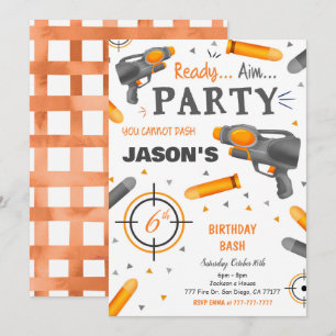 Invitación Dart Gun Birthday Party