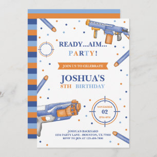 Invitación Dart Gun Cumpleaños