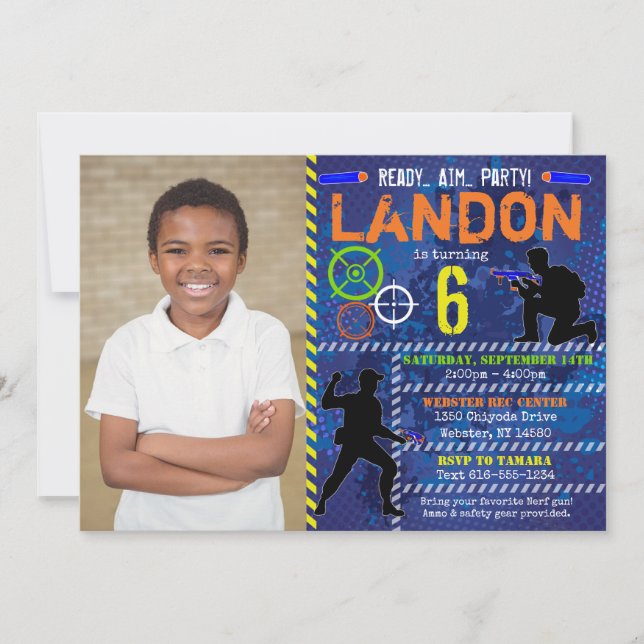 Invitación Dart Photo Invita a la fiesta de cumpleaños de Dar (Anverso)