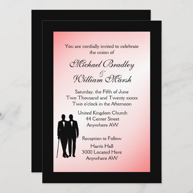 Invitación Dash of Pink Gay Wedding Invitation (Anverso / Reverso)