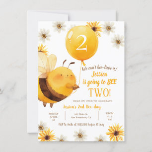 Invitación Dasiy y Bee Sunflower Segundo cumpleaños