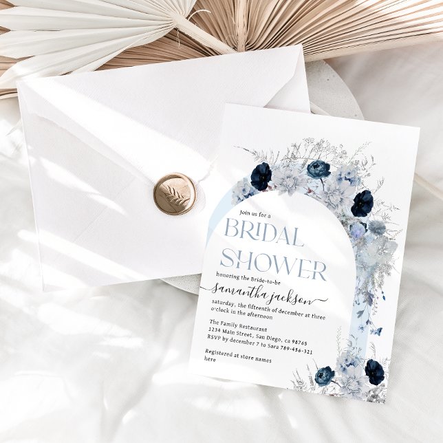 Invitación Dasty Blue Wildflower Boho Floral Bridal Shower (Subido por el creador)