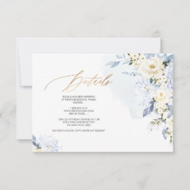 Invitación Datos de los Rosas de crema de Hidrangeas azules d