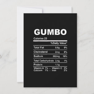 Invitación Datos Nutricionales del Gumbo de Acción de Gracias