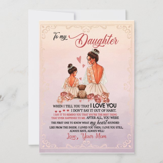 Invitación Daughter Gift | Carta A Mi Hija De Mamá (Anverso)