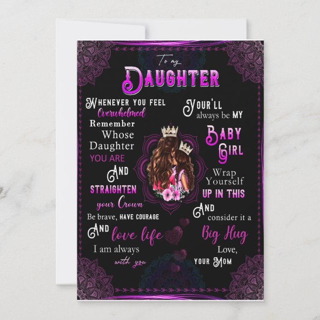 Invitación Daughter Lovers | A Mi Hija La Mamá De Amor (Anverso)
