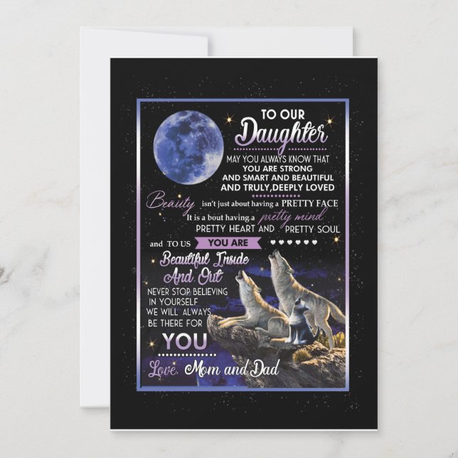 Invitación Daughter Lovers | A Nuestra Hija Ama A Mamá Y A Pa (Anverso)