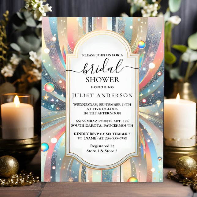 Invitación Day Glam Bright Pastel Ombre Purpurina Bridal Show (Subido por el creador)