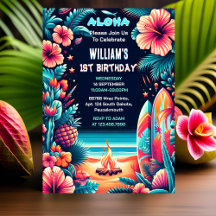 Day Joy hula Luau Surf Aloha Hawaiian 1er cumpleañ
