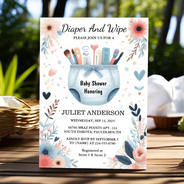 Invitación Day Post Dad Pink Blue Diaper Y Limpiar Baby Showe (Subido por el creador)