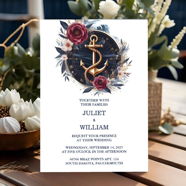 Invitación Day Rope Knot Barco Naval Boda Náutico Azul (Subido por el creador)
