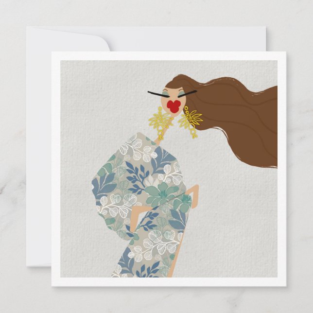 Invitación Dazzling Style Glam Fashion Art Card (Anverso)