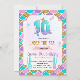 Invitación de 10 años a la sirena de cutas