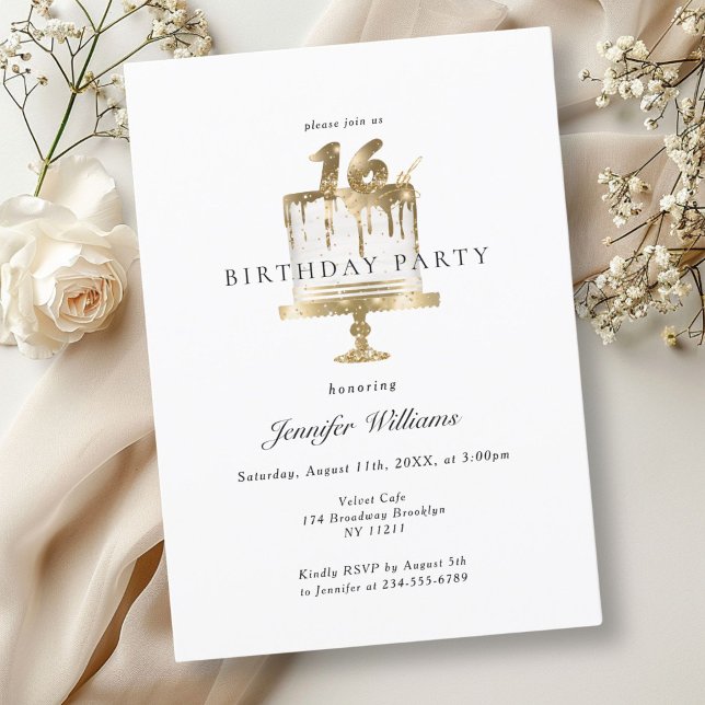 Invitación de 16 años moderna y elegante (Modern, elegant 16. birthday invitation)