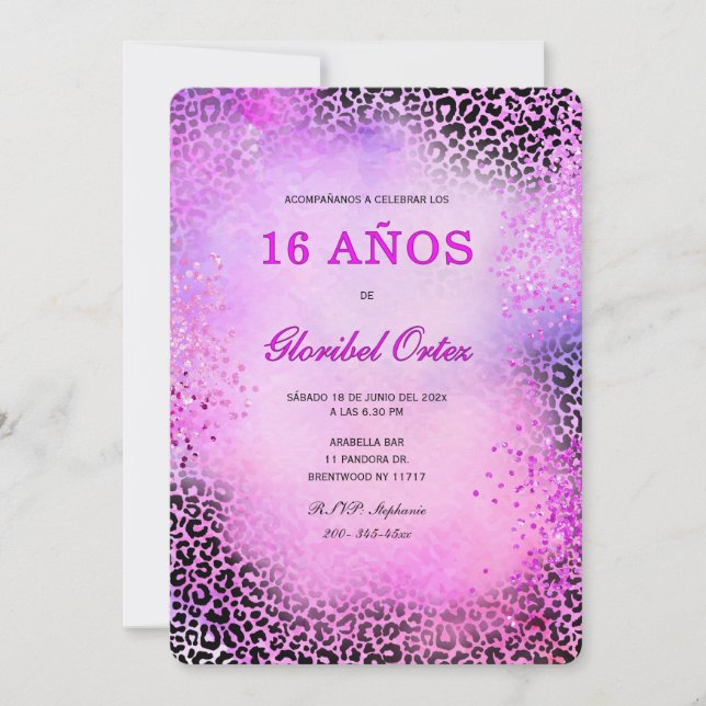 Invitación de 16 años mujer (Anverso)