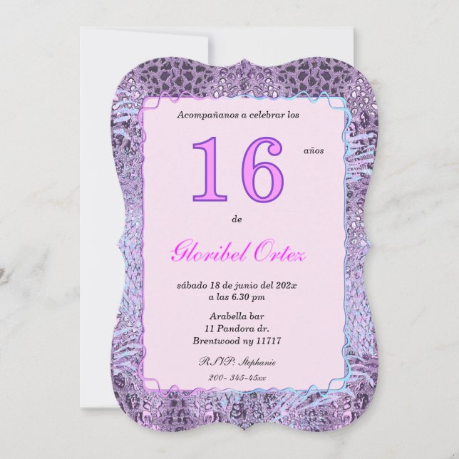 Invitación de 16 Años Mujer becomes Invitación de  (Anverso)