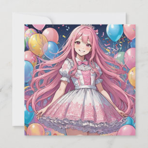 Invitación de 16 cumpleaños de Anime Chica dulce