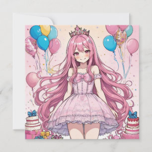 Invitación de 16 cumpleaños de Anime Chica dulce
