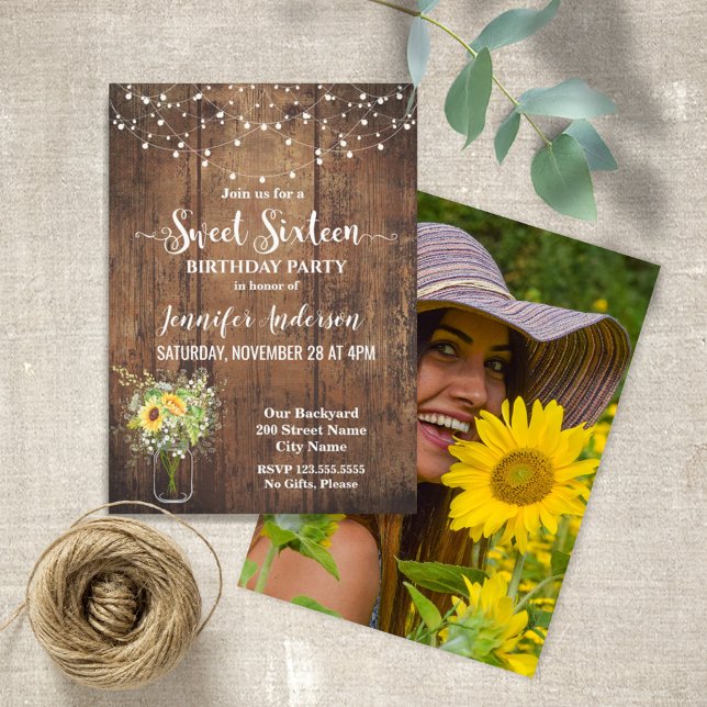 Invitación de 16 cumpleaños de Sunflowers Sweet (Subido por el creador)