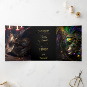 Invitación de 16 fiestas a la mascarada de mediano