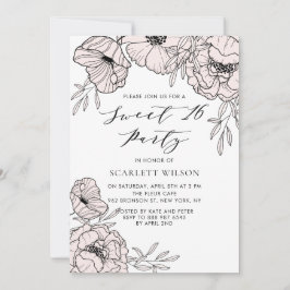 Invitación de 16 partidos a la flor rosa Rubor mod