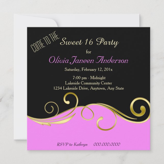 Invitación de 16 personas a la Banda Dorada Rosa N (Anverso)