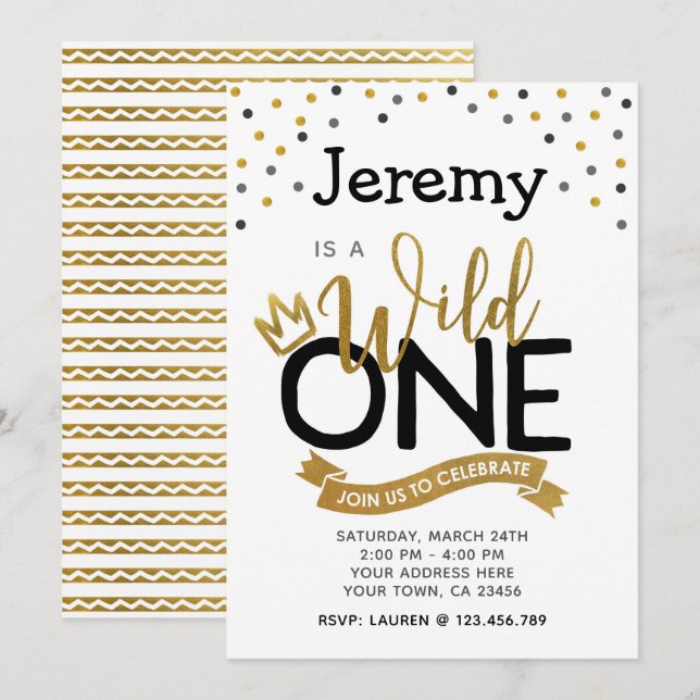 Invitación de 1 cumpleaños salvaje (Anverso / Reverso)