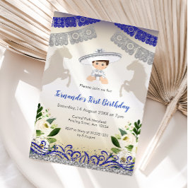 Invitación de 1er cumpleaños a Charro Navy Blue Si