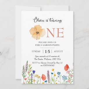Invitación de 1er cumpleaños de Wildflower, botáni
