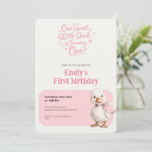 Invitación de 1er Cumpleaños Tema de Pato a Cuadro