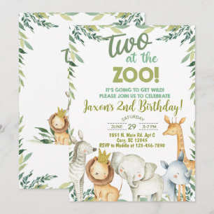 Invitación de 2º cumpleaños a los animales Safari.