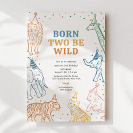 Invitación de 2º cumpleaños a los animales salvaje