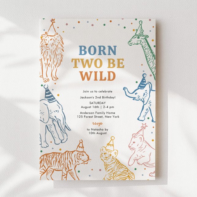Invitación de 2º cumpleaños a los animales salvaje (Subido por el creador)