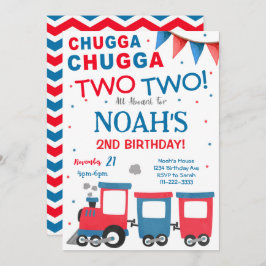Invitación de 2º cumpleaños a Tren Rojo Azul