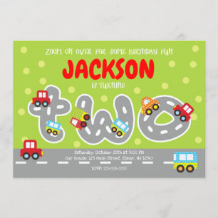 Invitación de 2º cumpleaños al transporte