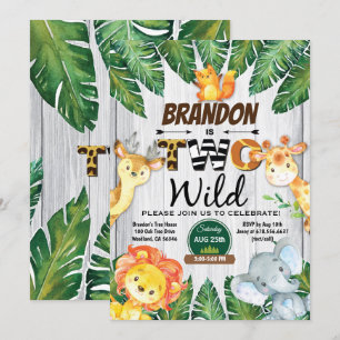 Invitación de 2º cumpleaños de la jungla. Chico zo