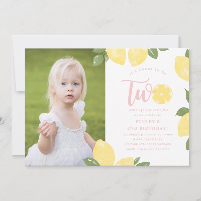 Invitación de 2º cumpleaños de Sweet Lemons (Anverso)