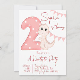 Invitación de 2º cumpleaños del bebé rosado