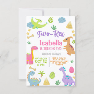 Invitación de 2º cumpleaños del chica de Dinosauri