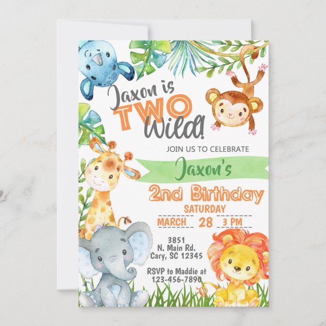 Invitación de 2º cumpleaños del chico de la Selva  (Anverso)