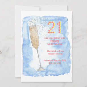 Invitación de 21 años azul champagne