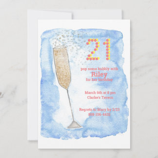 Invitación de 21 años azul champagne