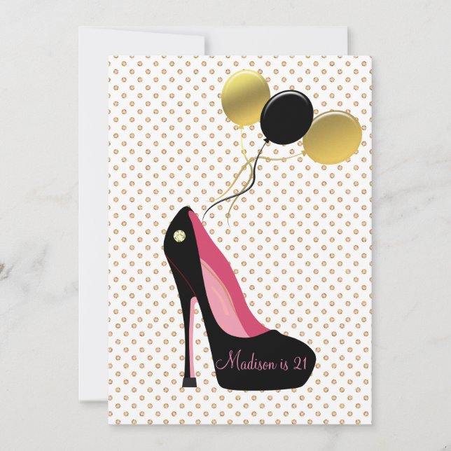 Invitación de 21 cumpleaños a Bling High Heels (Anverso)