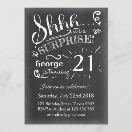 Invitación de 21 cumpleaños sorpresa Chalkboard Ru