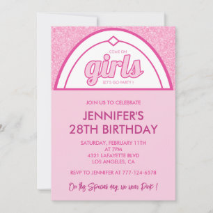 Invitación de 28 años 28th Girly Pink